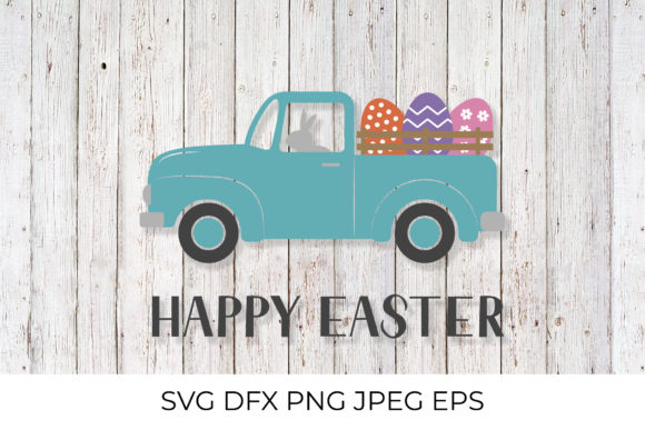 Download Easter Retro Truck with Eggs - Premium Resources