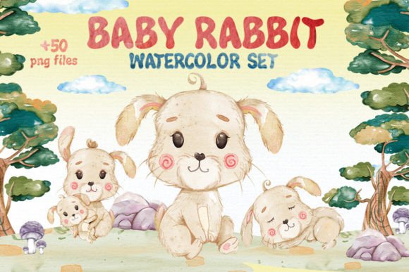 Download +50 Watercolor Rabbit Clipart Set - Premium Resources