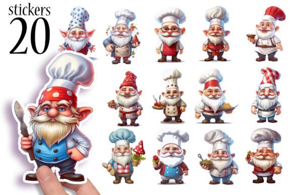 Download Cute Gnome Chef Printable Stickers PNG - Premium Bundle